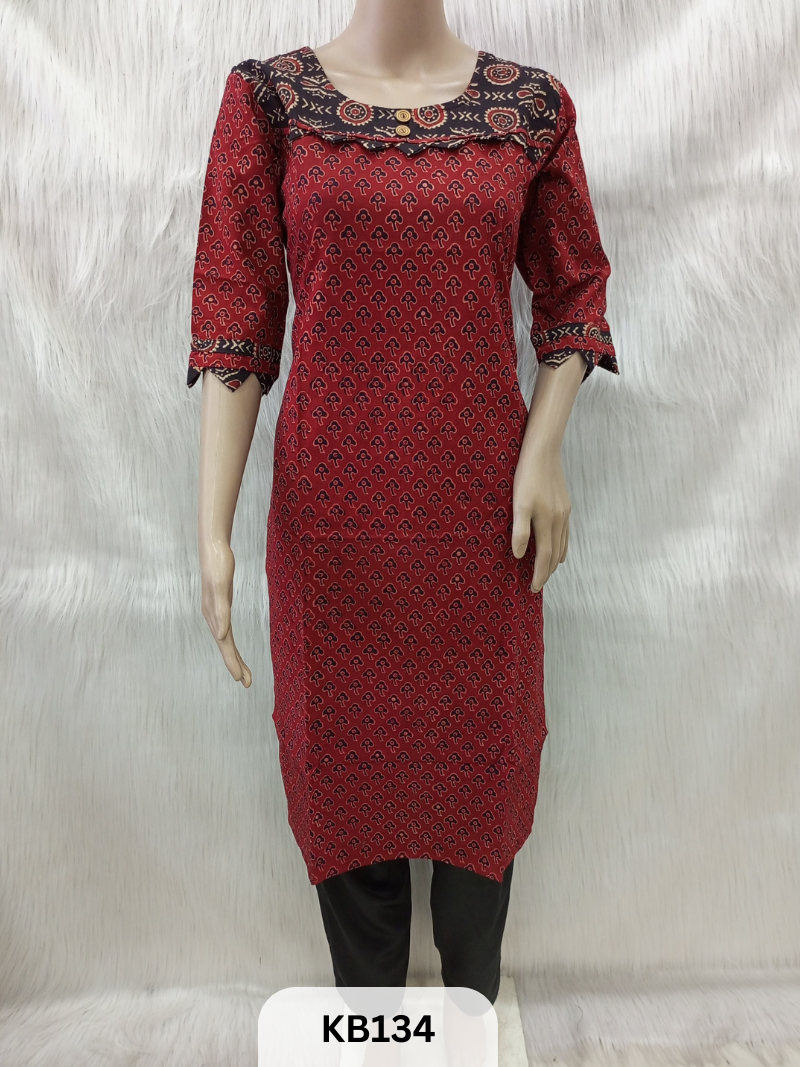 Cotton with Ajrakh print Kurthi