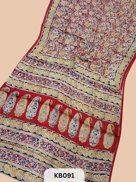 Modal Silk Saree with Ajrakh Kalamkari Print