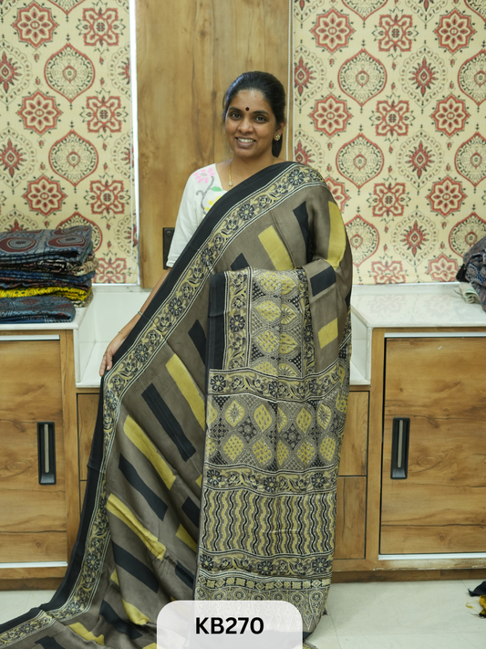 Modal Silk Saree with Ajrakh Print