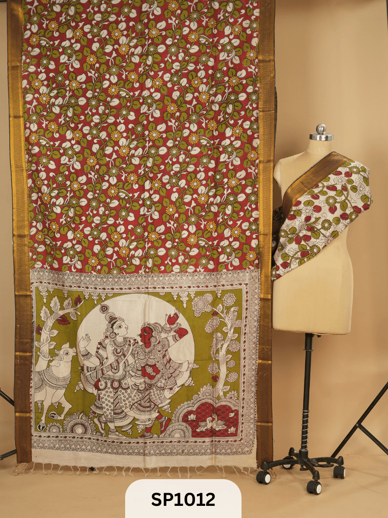 Kalamkari Chenuri Silk saree