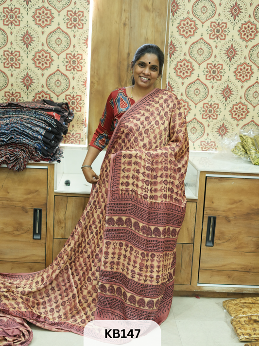 Modal Silk Saree with Vanaspathi print