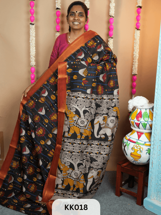 Kalamkari Chenuri Silk saree