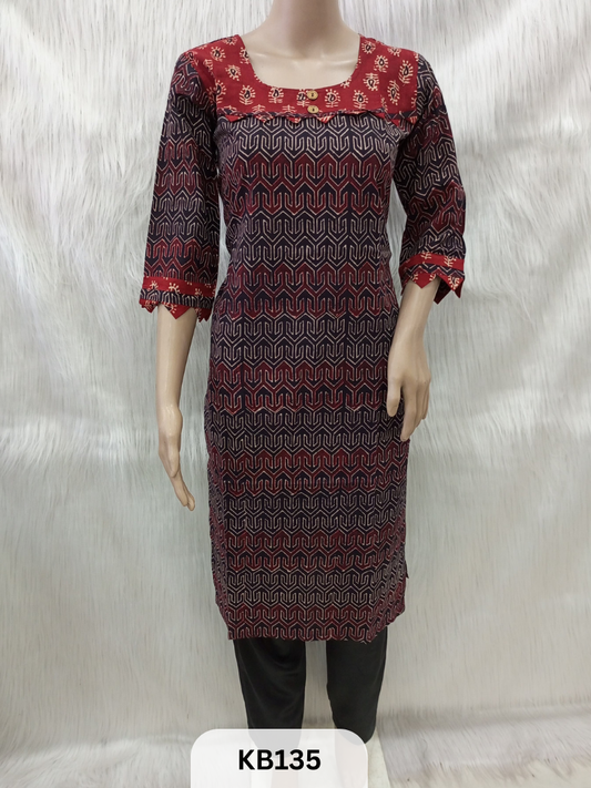 Cotton with Ajrakh print Kurthi