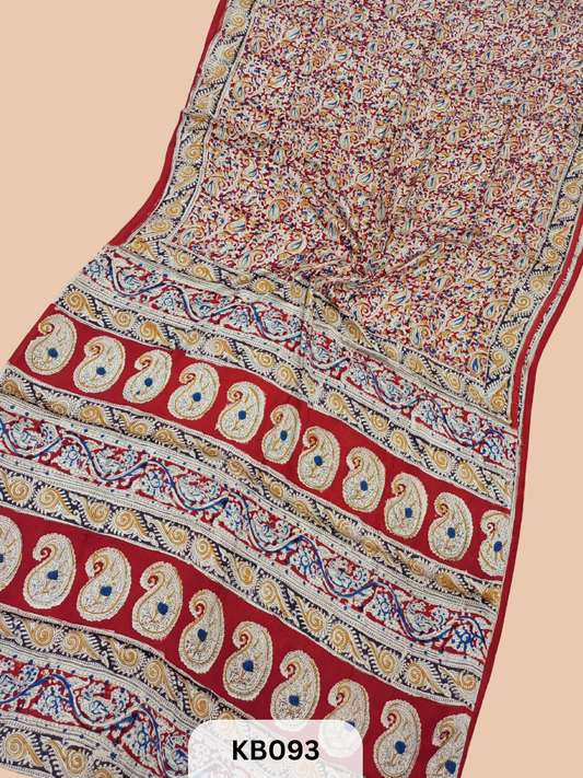 Modal Silk Saree with Ajrakh Kalamkari Print