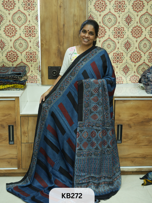 Modal Silk Saree with Ajrakh Print