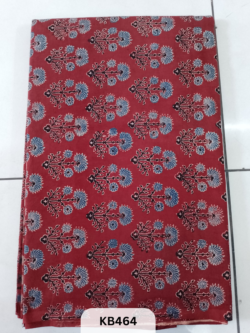 Premium Ajrakh Vegtable Handblock Cotton Fabric – 1 Meter