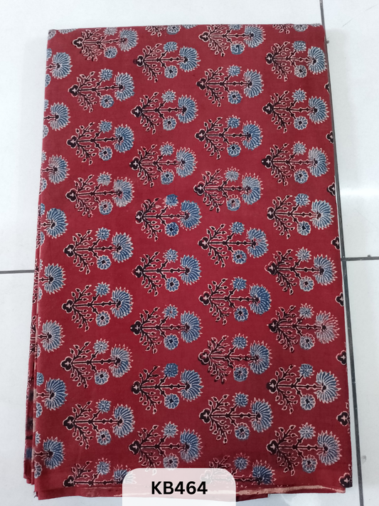 Premium Ajrakh Vegtable Handblock Cotton Fabric – 1 Meter