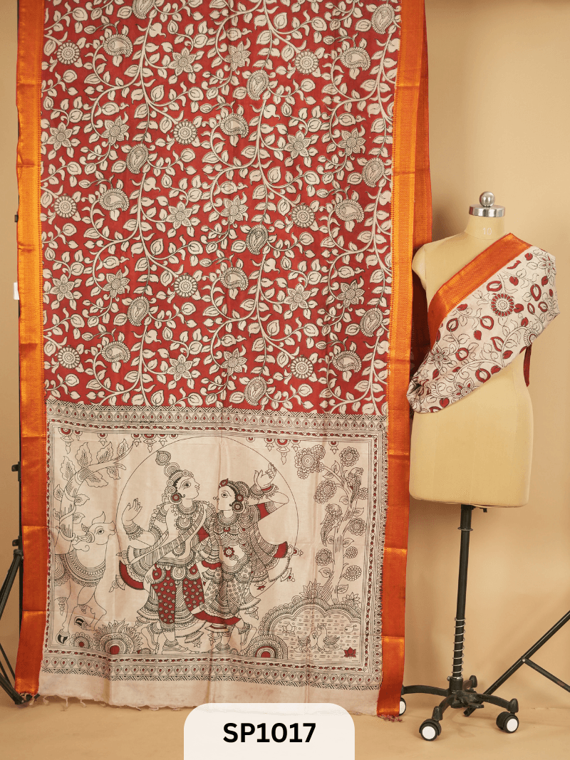 Kalamkari Chenuri Silk saree