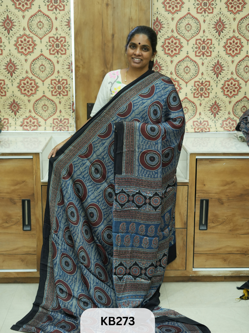 Modal Silk Saree with Ajrakh Print