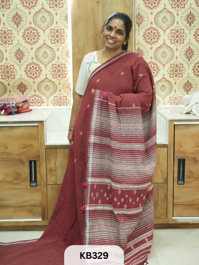 Bhujodi saree Kala cotton and Kutch work