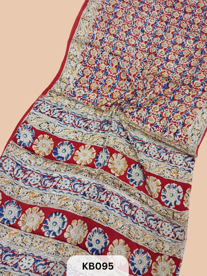 Modal Silk Saree with Ajrakh Kalamkari Print