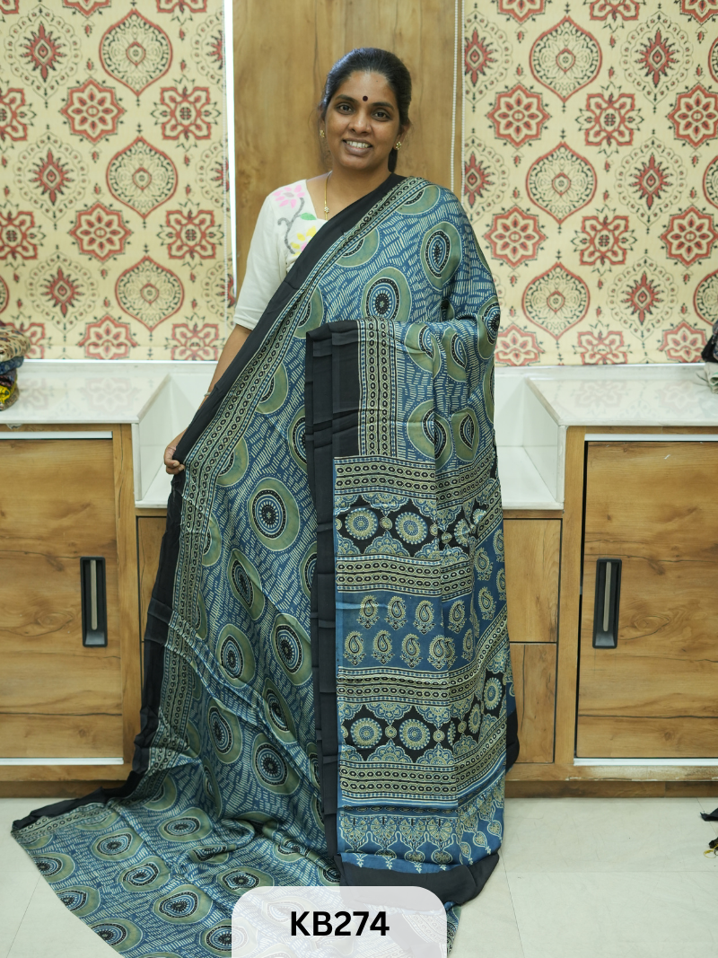 Modal Silk Saree with Ajrakh Print