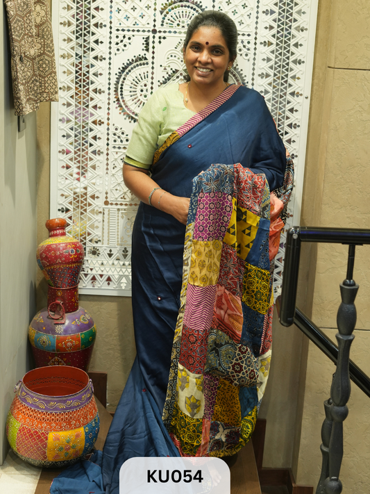 Modal Silk with Patchwork Saree