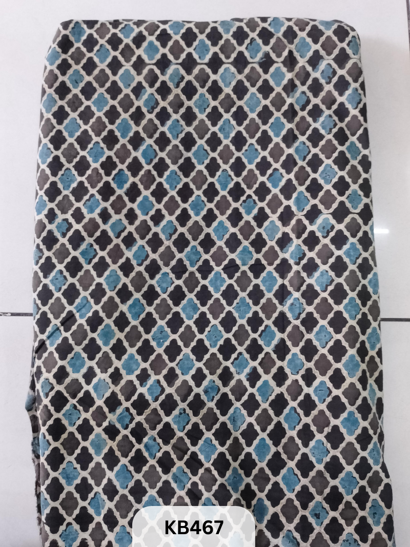 Premium Ajrakh Vegtable Handblock Cotton Fabric – 1 Meter