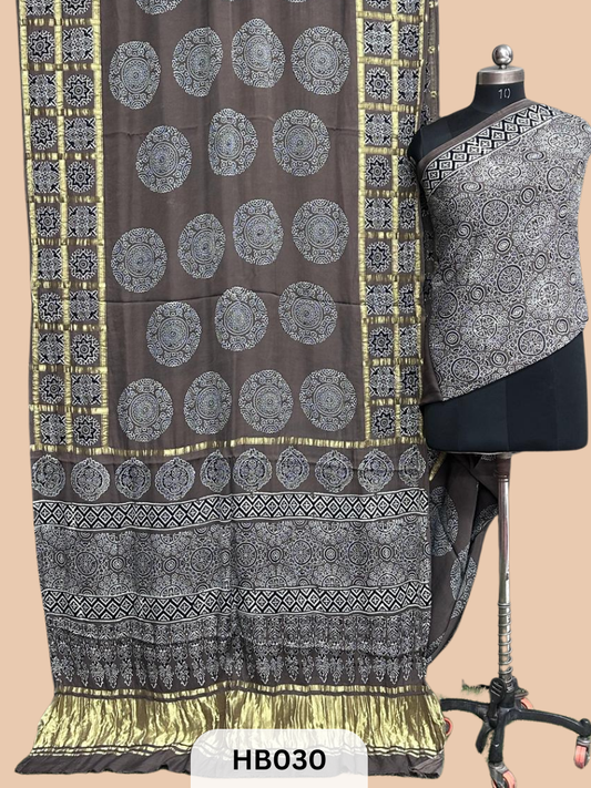 Modal Silk Gharchola Border Saree with lagdi patta pallu