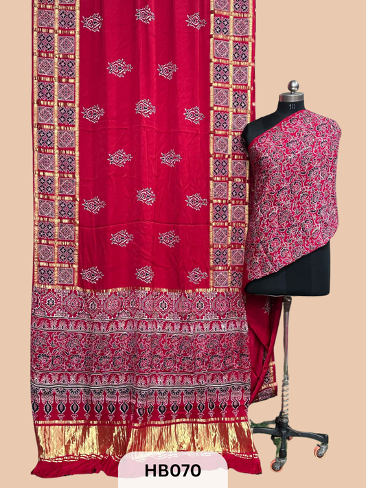 Modal Silk Gharchola saree with Ajrakh Print