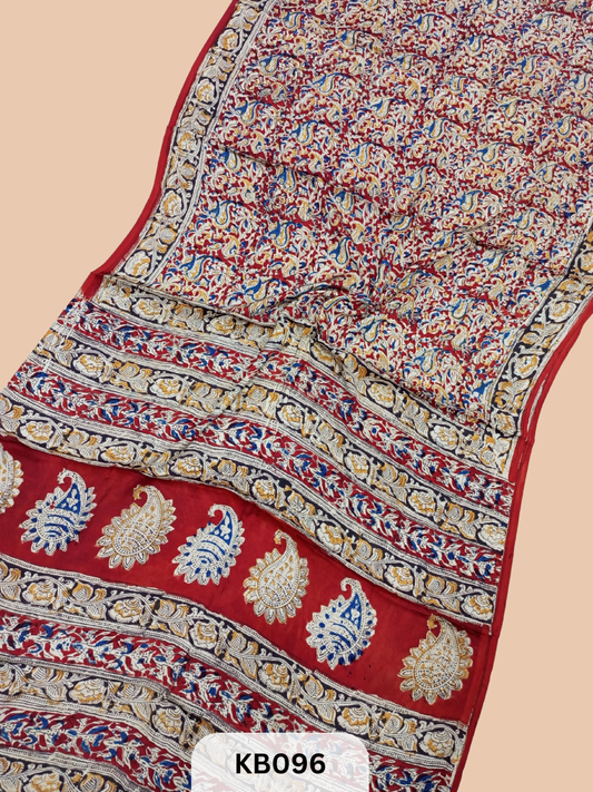 Modal Silk Saree with Ajrakh Kalamkari Print