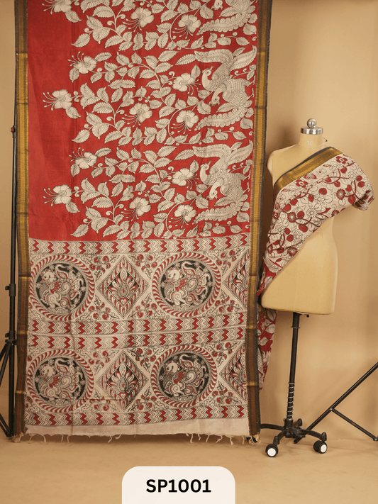 Kalamkari Chenuri Silk saree