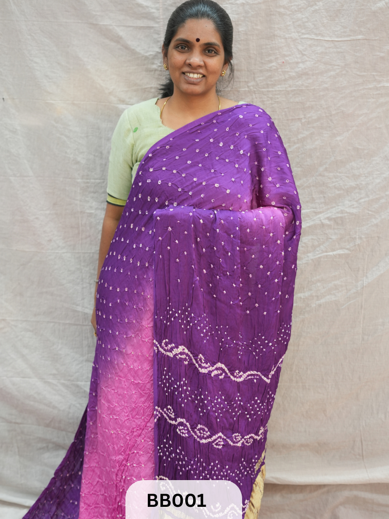 Modal Bandhani Saree with Lagdi patta