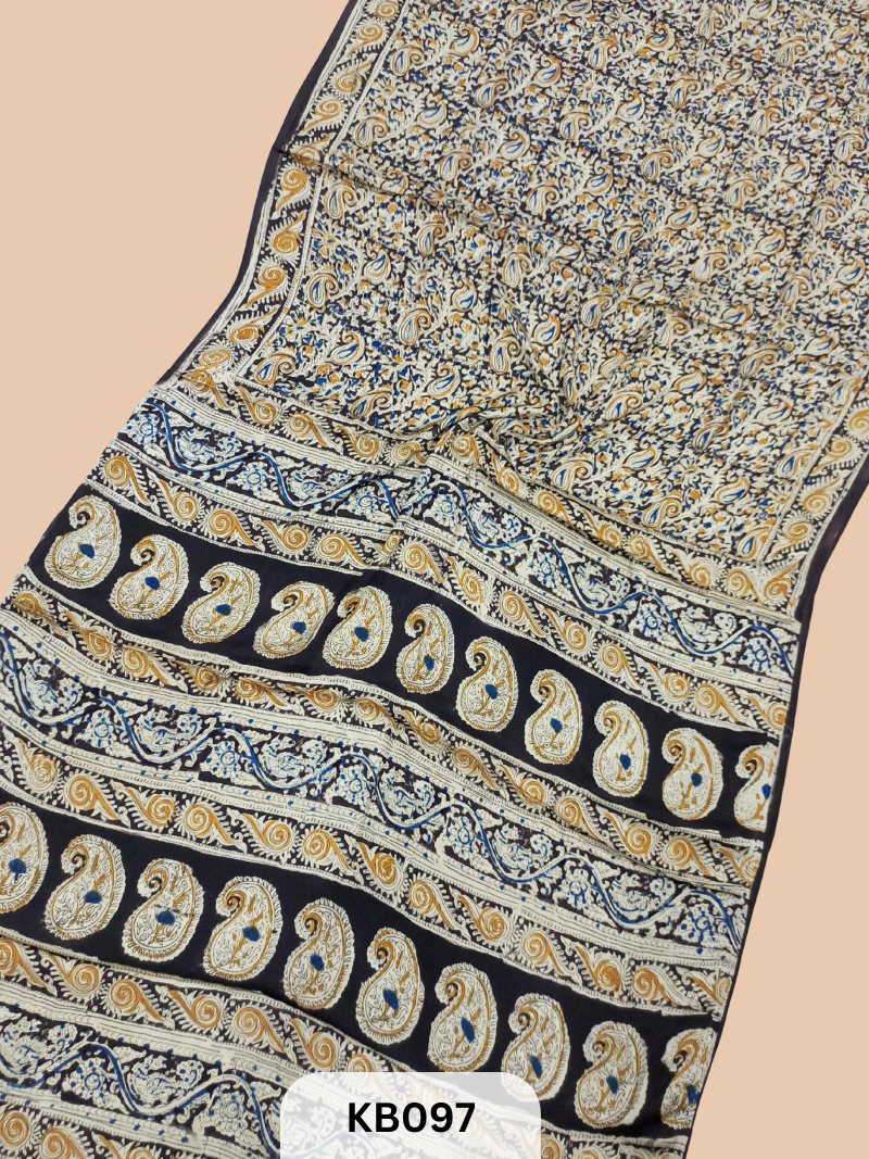 Modal Silk Saree with Ajrakh Kalamkari Print