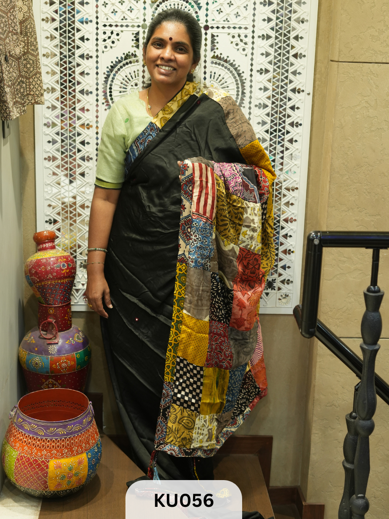 Modal Silk with Patchwork Saree