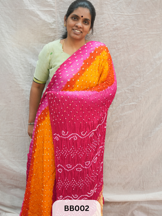 Modal Bandhani Saree with Lagdi patta