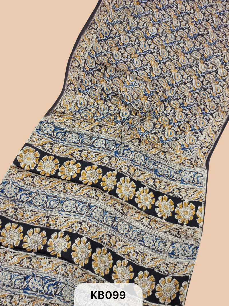 Modal Silk Saree with Ajrakh Kalamkari Print