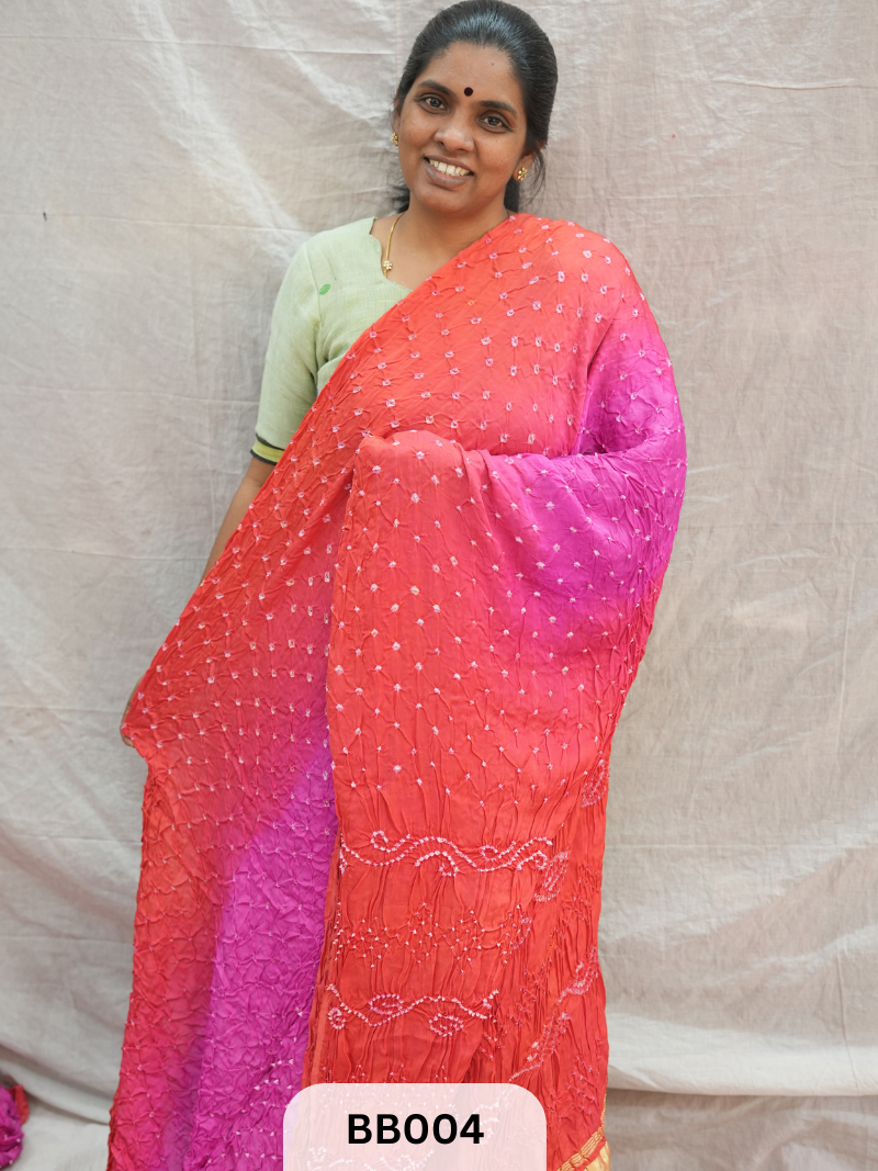 Modal Bandhani Saree with Lagdi patta