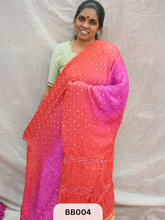 Modal Bandhani Saree with Lagdi patta