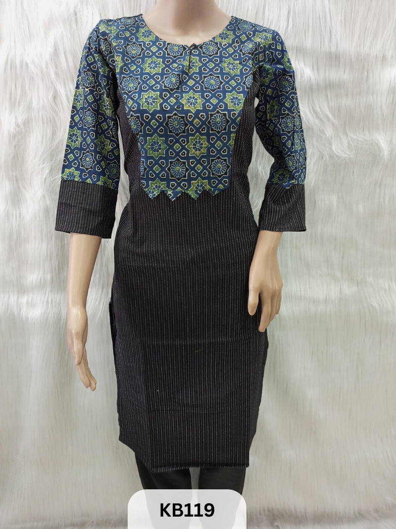 Cotton with Ajrakh print Kurthi