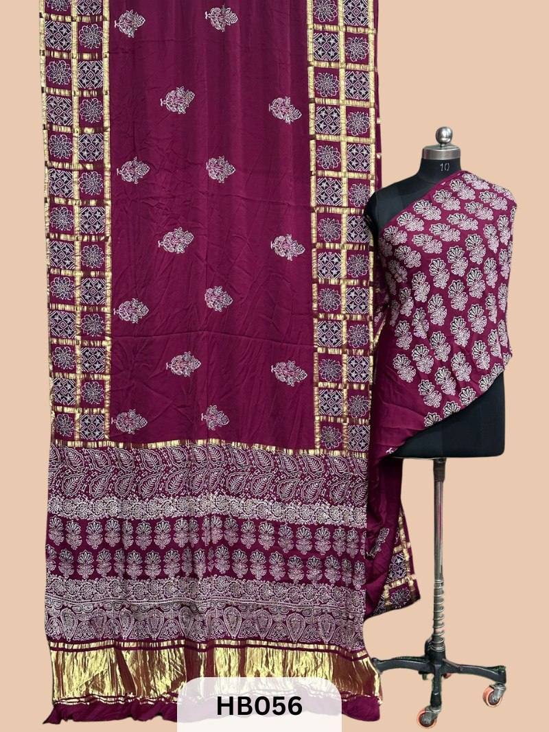 Modal Silk Gharchola saree with Ajrakh Print