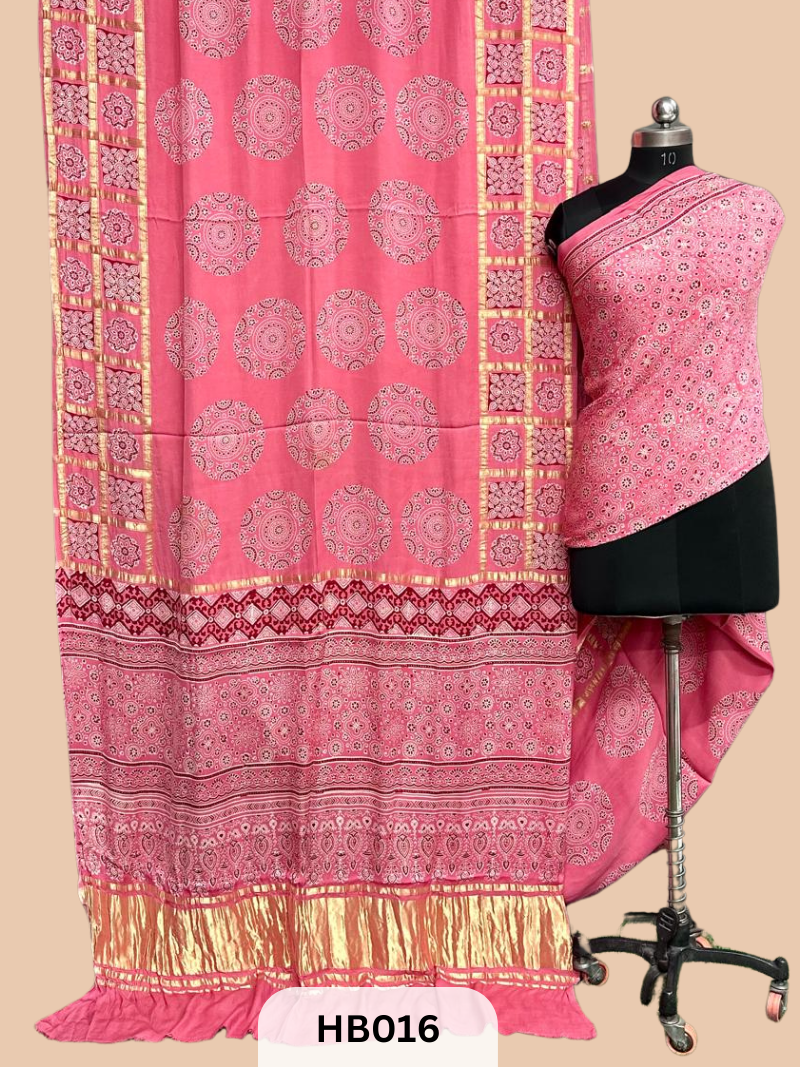 Modal Silk Gharchola Border Saree with lagdi patta pallu