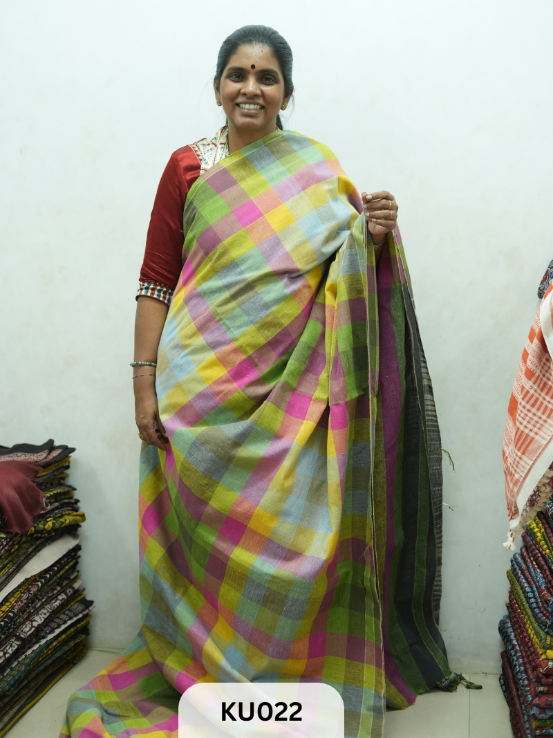 Bhujodi saree Kala cotton and Kutch work