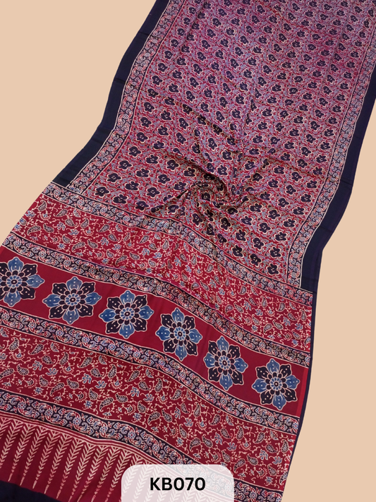 Modal Silk Saree with Ajrakh Print