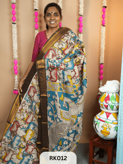 Kalamkari Chenuri Silk saree