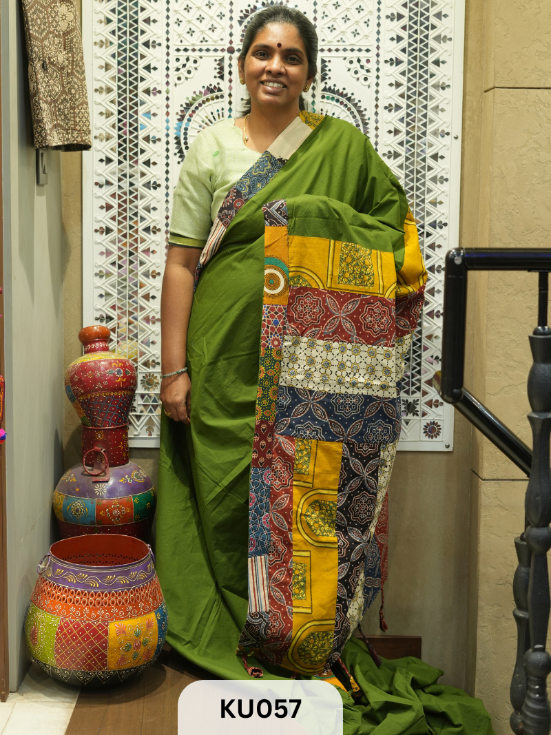 Bhujodi saree Kala cotton and Kutch work