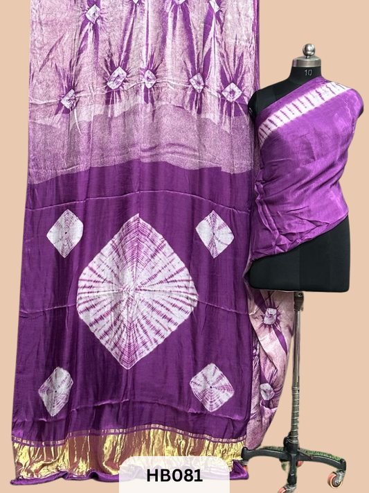 Modal Silk Hand Spray Tie & Dye with Lagdi Patta saree