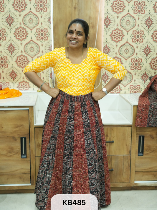 Cotton Ajrakh Veg. Kali skirt