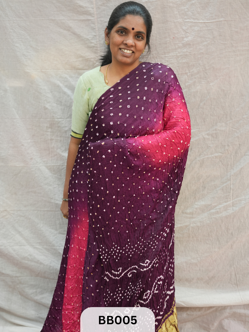 Modal Bandhani Saree with Lagdi patta