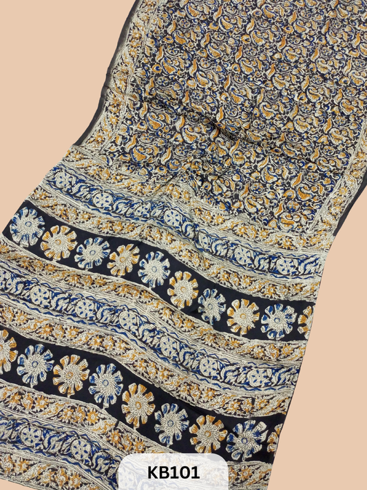 Modal Silk Saree with Ajrakh Kalamkari Print