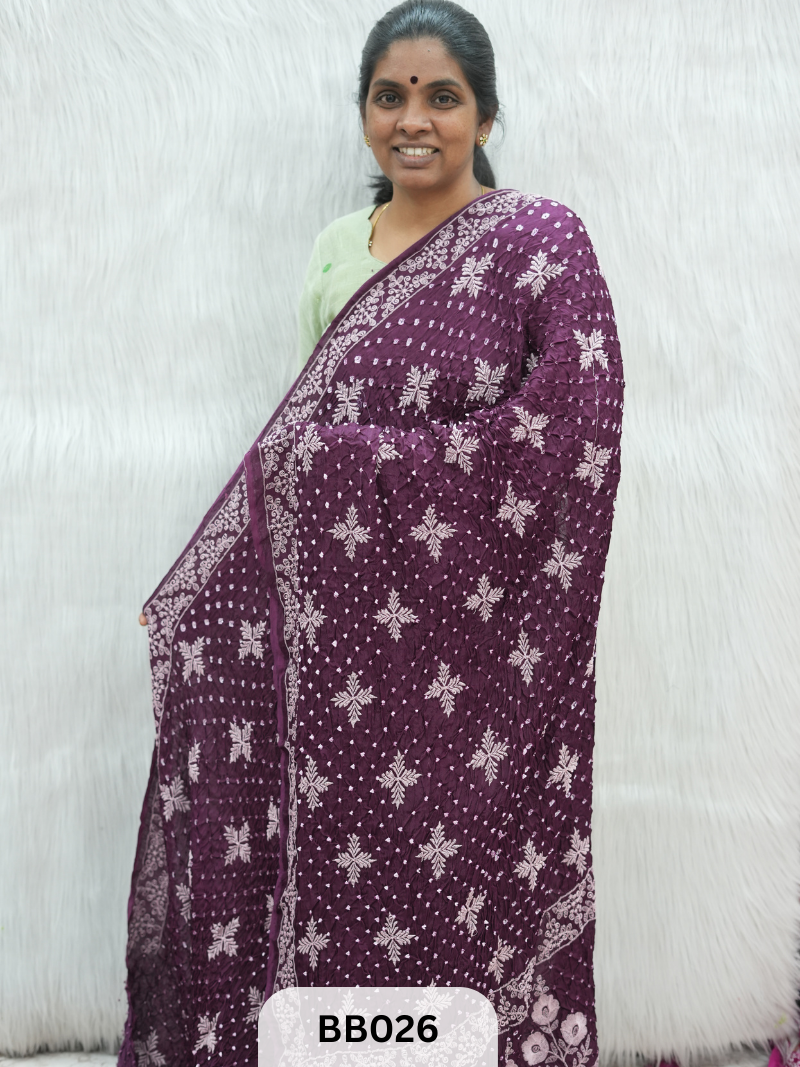 Semi Gaji Bandhani Saree with Lagdi patta