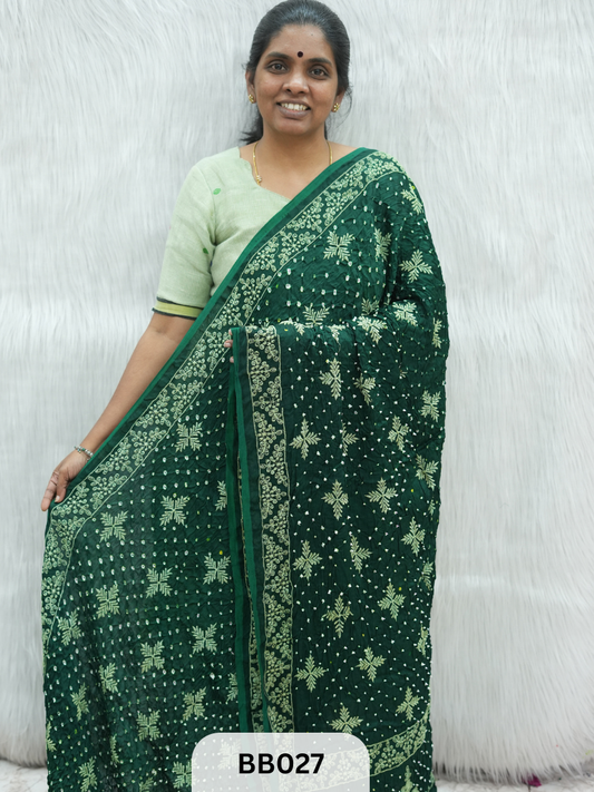 Semi Gaji Bandhani Saree with Lagdi patta