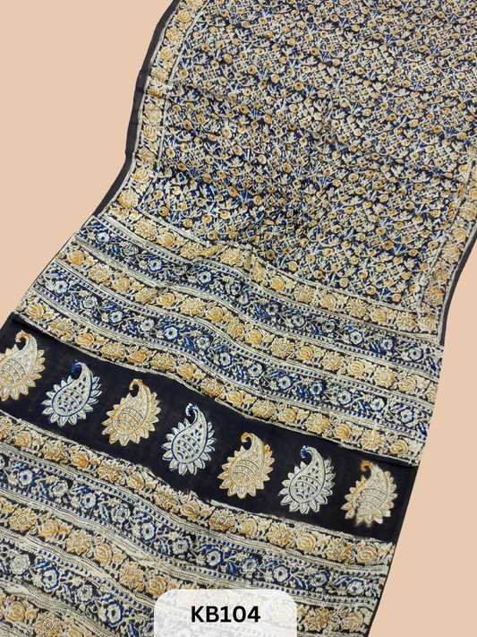 Modal Silk Saree with Ajrakh Kalamkari Print