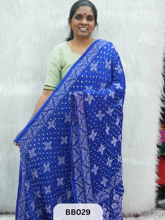 Semi Gaji Bandhani Saree with Lagdi patta