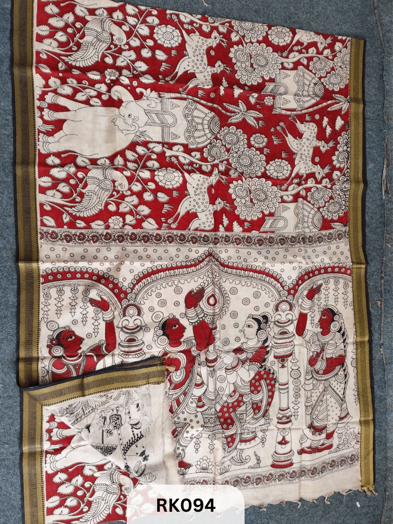 Kalamkari Chenuri Silk saree