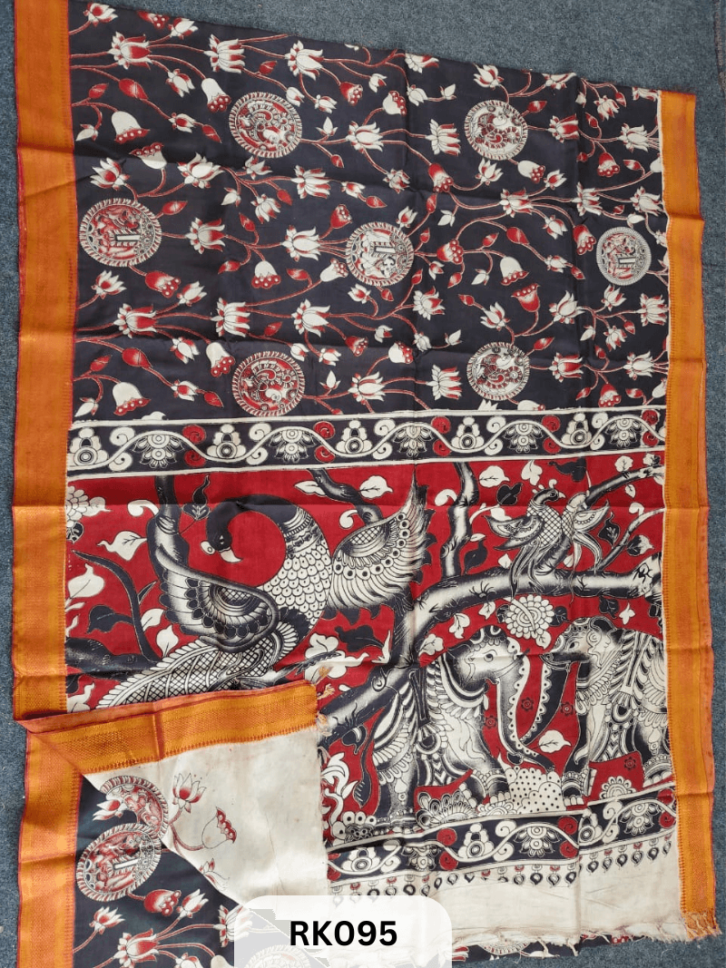 Kalamkari Chenuri Silk saree