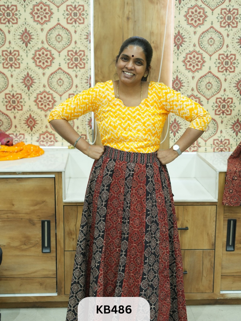 Cotton Ajrakh Veg. Kali skirt