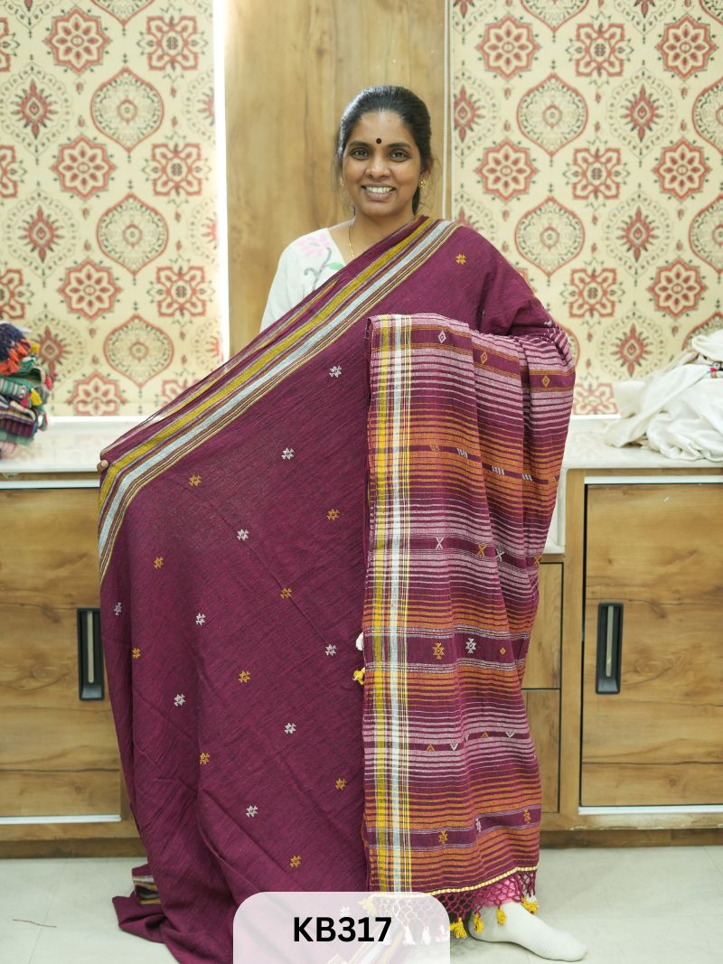 Bhujodi saree Kala cotton and Kutch work