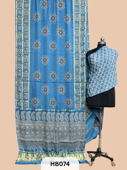 Modal Silk Gharchola saree with Ajrakh Print