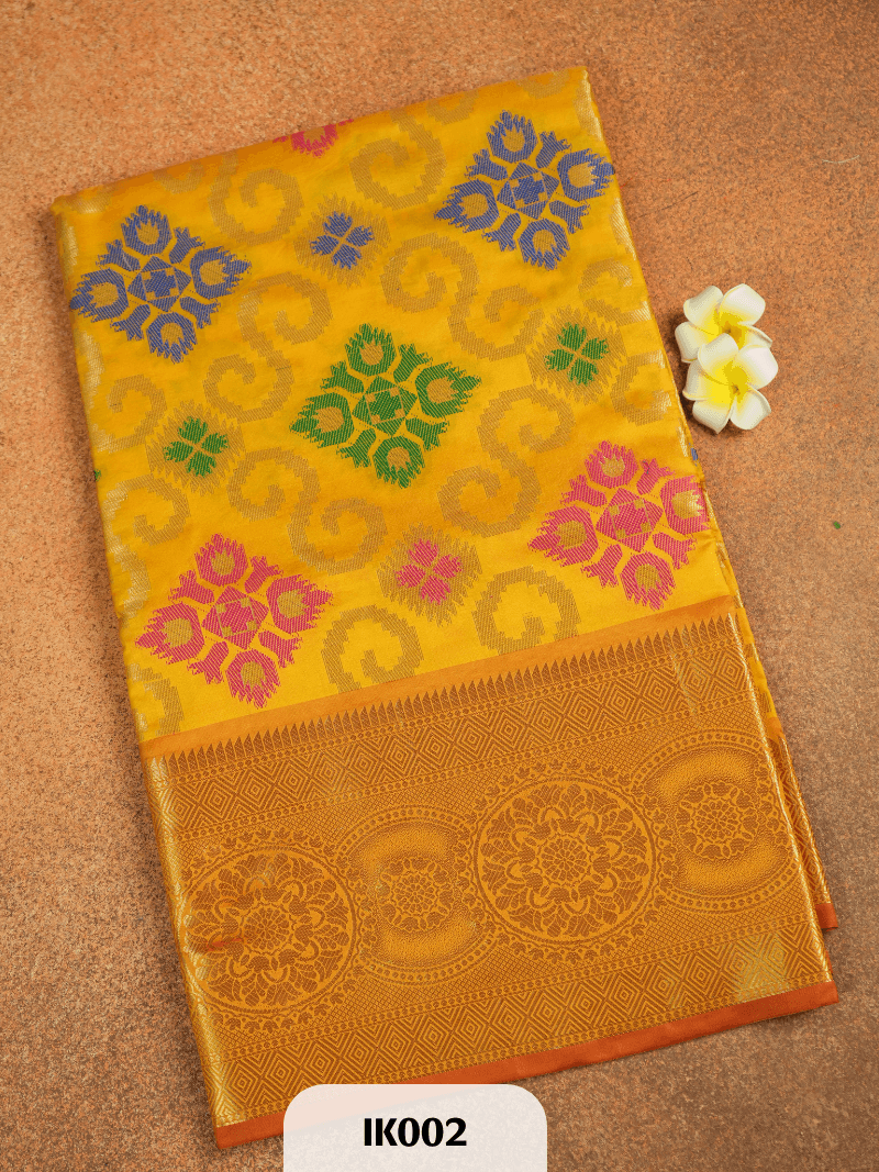 Ikkat Jakkard Weave with Semi Kanchipuram Border